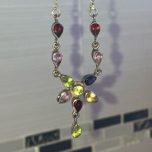 Elegant Multi-Stone Necklace in Silver